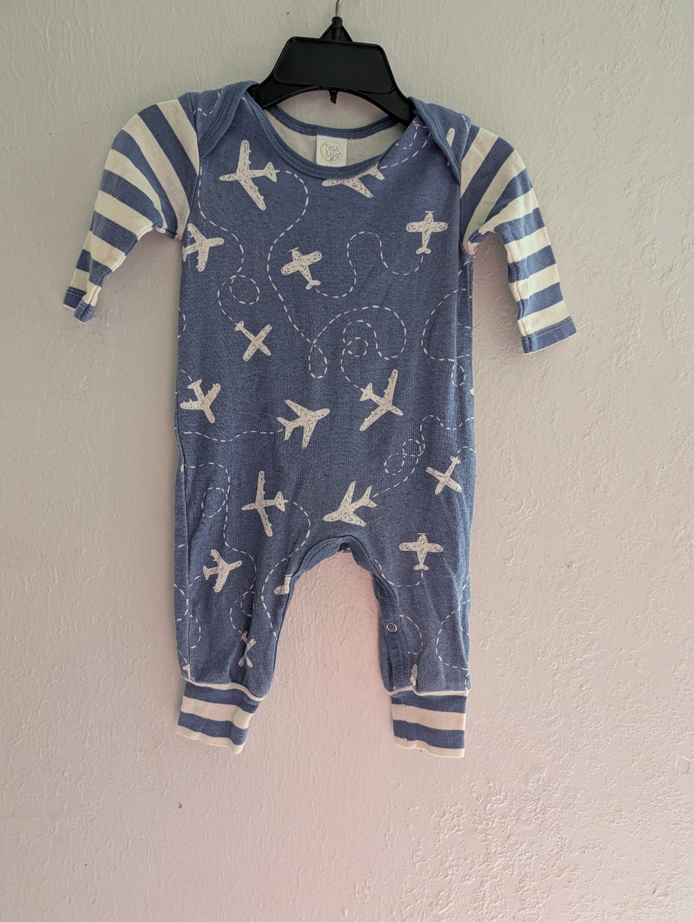 Blue Airplane Print Baby One-Piece Romper